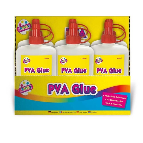 Artbox White PVA Glue 500ml - Clear Drying Crafts Art Fun Child Safe Non  Toxic