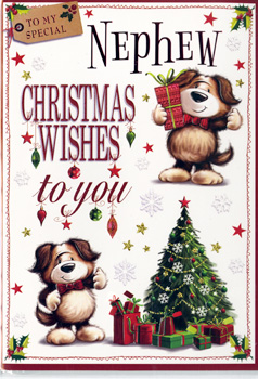 A Christmas card for a nephew that says "Christmas wishes to you."
