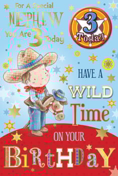 A birthday card for a special nephew that says, "Have a wild time on your birthday."