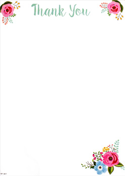 A thank-you card with flowers in the corners.