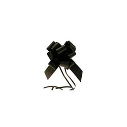 A black bow with a string attached to it.