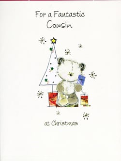 a christmas card that says for a fantastic cousin at christmas