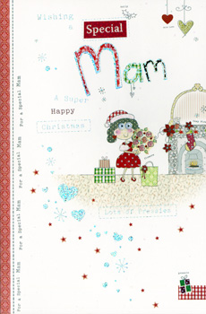 A Christmas card for a special mom, wishing her a super happy Christmas.