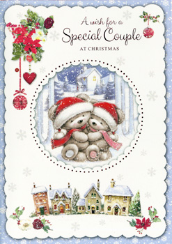 A Christmas card that says a wish for a special couple at Christmas.