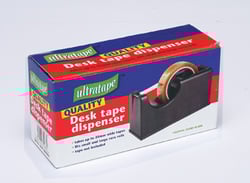 A box of ultra-tape quality desk tape dispensers.