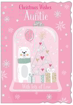 A pink Christmas wishes card for an auntie.