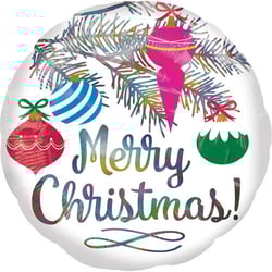 A Christmas balloon that says "Merry Christmas" on it.