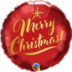 a red balloon that says merry christmas on it