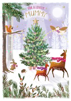 A Christmas card that says "For a lovely mummy."