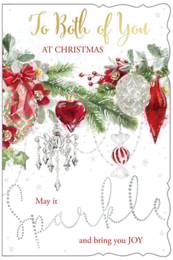 A Christmas card that says "Merry Christmas to both of you."