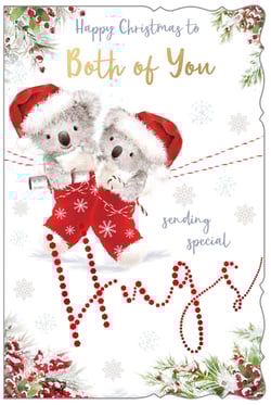 A Christmas card that says "Happy Christmas" to both of you.