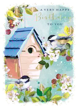 A birthday card that says "A very happy birthday to you."