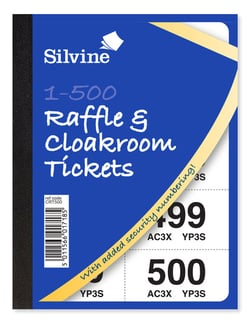Organising your next event? Our Silvine Cloakroom & Raffle Tickets 1-500 are the ideal choice for seamless management and secure prize draws. Each book provides tickets clearly numbered from 1 to 500, perfect for keeping track of coats or running a successful raffle.

These versatile tickets feature added security numbering, offering extra peace of mind for both you and your guests. Designed for reliability and ease of use, they are a practical essential for any occasion, from school fairs to corporate events. Available in a convenient pack of 12 books, you'll be well-prepared for all your ticketing needs. Trust Silvine for quality and efficiency.