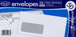 Streamline your mailings with our fantastic 50 White Peel & Seal Window Envelopes from County Paper. These essential DL-sized envelopes, measuring 110x220mm, feature a convenient window for displaying addresses, saving you valuable time. The secure peel & seal closure ensures your documents are safely enclosed. Perfect for businesses of all sizes, these high-quality white envelopes offer a professional finish for all your correspondence. Each wholesale pack contains 20 individual packs of 50 envelopes, providing excellent value. Make sending mail a breeze with this reliable stationery solution!