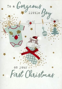 A gorgeous little boy in your first Christmas card.