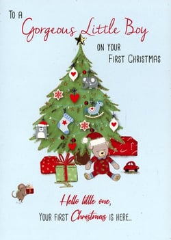 A gorgeous little boy is on your first Christmas card.