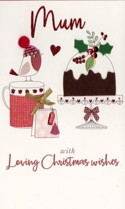 A Christmas card for Mum with loving Christmas wishes.