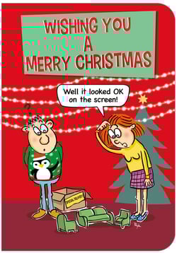 A card that says "wishing you a Merry Christmas."