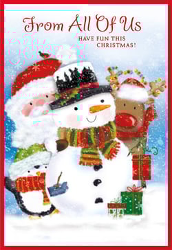 a christmas card that says from all of us have fun this christmas