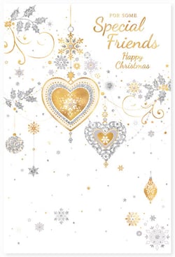 A Christmas card that says "Happy Christmas" for some special friends.