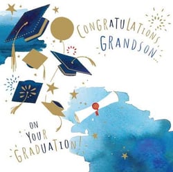 Congratulations on your graduation, grandson. Greeting card.