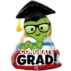 A balloon that says "congrats grad" on it.