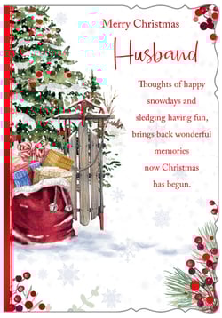 a merry christmas greeting card for a husband