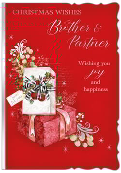 a christmas card for a brother and partner wishing you joy and happiness