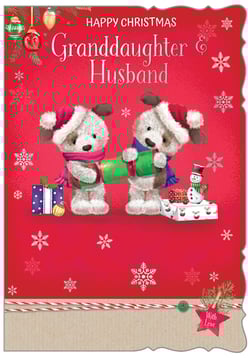 a christmas card for a granddaughter and husband