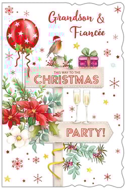 a christmas card for grandson and fiancee
