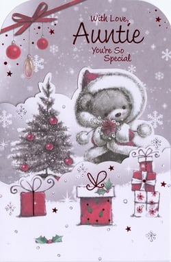 a christmas card that says " with love auntie you 're so special "