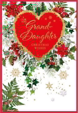 a christmas card for a granddaughter with a heart in the middle