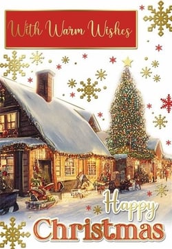 a christmas card with warm wishes and happy christmas