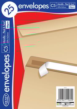 a pack of 25 envelopes from county stationery