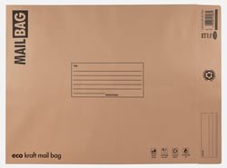 a brown mail bag that says eco kraft mail bag on it