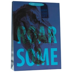 a blue gift bag that says roar some gift
