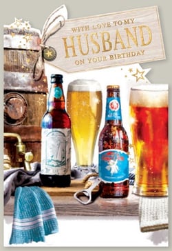 A birthday card for a husband that says, "With love to my husband on your birthday."