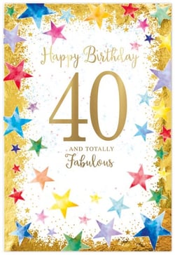 a birthday card that says happy birthday 40 and totally fabulous