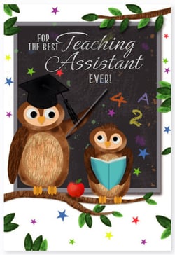 a card that says for the best teaching assistant ever