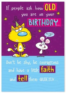 a cartoon cat and mouse are standing next to each other on a birthday card .