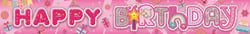 a pink banner that says happy birthday on it