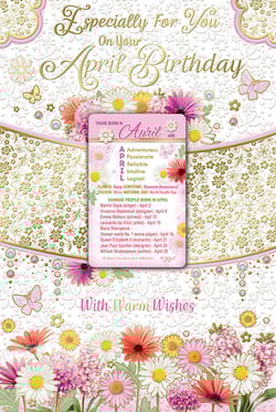 a card that says ' especially for you on your april birthday '