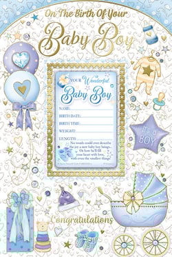 on the birth of your baby boy congratulations card