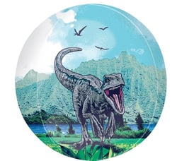 a paper plate with a dinosaur on it