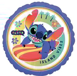 a stitch balloon that says aloha island vibes