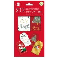 a pack of 20 co-ordinating foiled gift tags