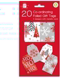 a package of 20 co-ordinating foiled gift tags