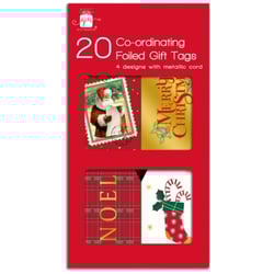 a pack of 20 co-ordinating foiled gift tags
