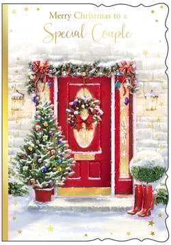 a christmas card wishes merry christmas to a special couple