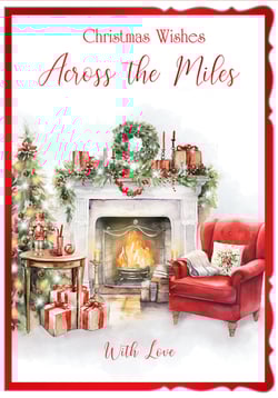 a christmas card that says christmas wishes across the miles with love